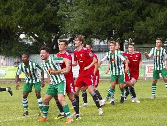Action from Worthing's friendly at Chichester City. Picture by Neil Holmes
