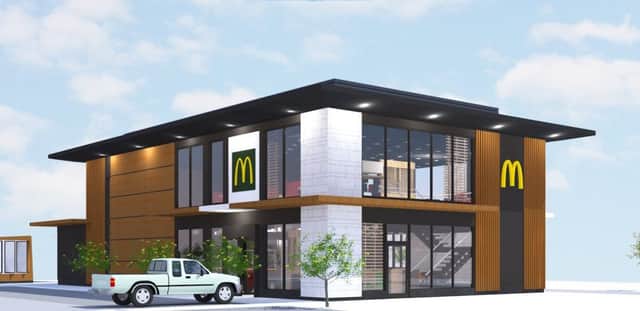 An artist's impression of how the new McDonald's will look, from the South Downs National Park Authority planning website