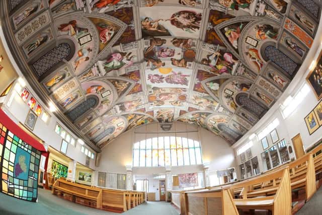 The ceiling painted by Gary Bevans at English Martyrs Catholic Church in Goring. Photo by Derek Martin.