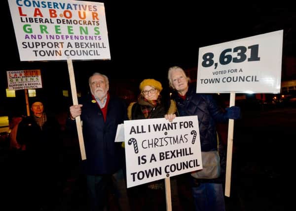 Supporters of a Bexhill town council back in December 2017