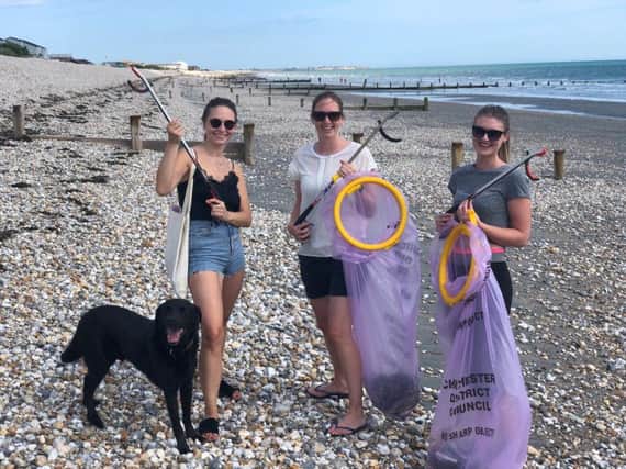 Litter picking on Bracklesham beach