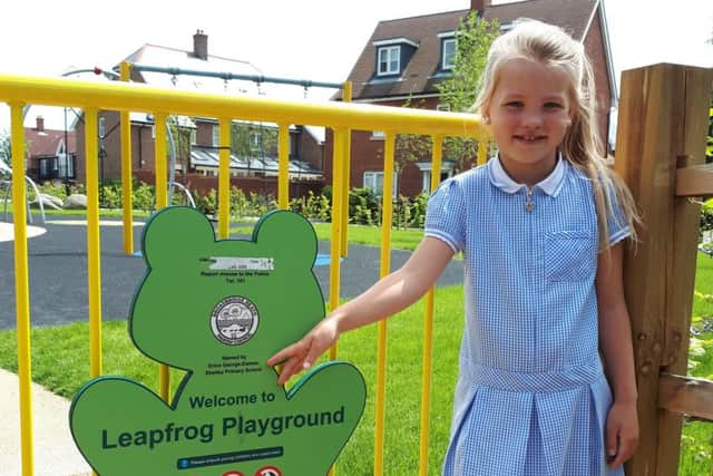 Shelley Primary School pupil  Erica George-Eames with her entry Leapfrog Playground SUS-190731-111218001