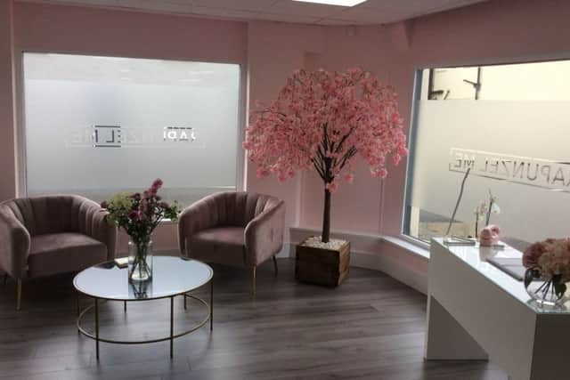 Here is the salon waiting area