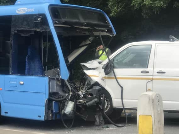 Scene of the bus crash in Hawth Avenue, Crawley