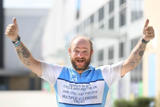 Kenny Smith back in Chichester after 50-day cycle around UK. Photo by Derek Martin Photography. DM1975671a