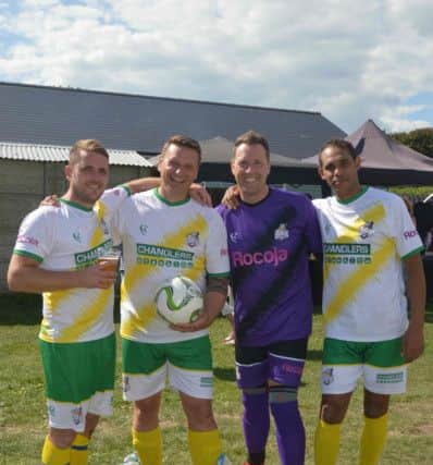 Celeb FC players Dan Mcateer, Paul Jigga Shelock, Rob Lamarr and Danny Grant