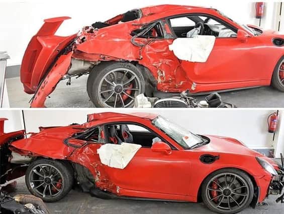 The Porsche hit a tree so fiercely that its engine was ejected SUS-190409-131108001