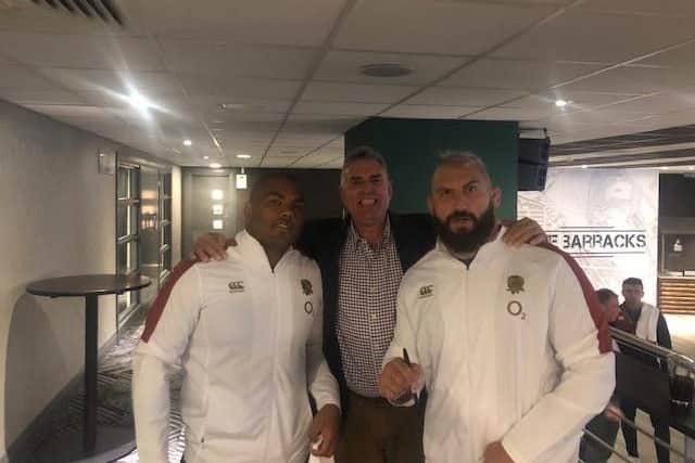 England star Marler (right) with former coach Stadler (middle)