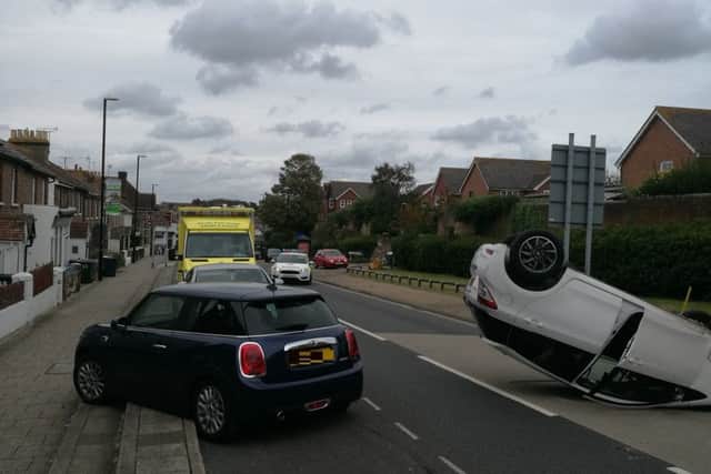 Emergency services are on scene after the collision in Victoria Drive, photo by Logan MacLeod
