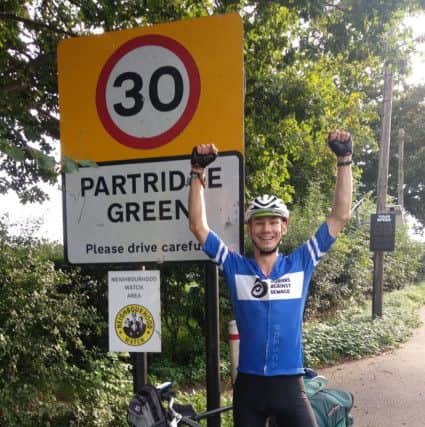 George Comber from Partridge Green cycled nearly 1,400 miles back home from Italy SUS-191009-114250001