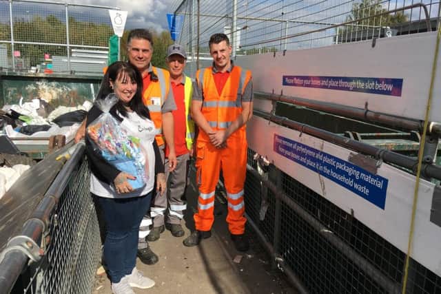 Julie Stockinger with staff at Maresfield Household Waste Reycling Site