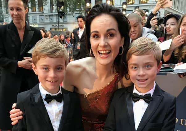 Zac and Oliver Barker from Ashington with Michelle Dockery