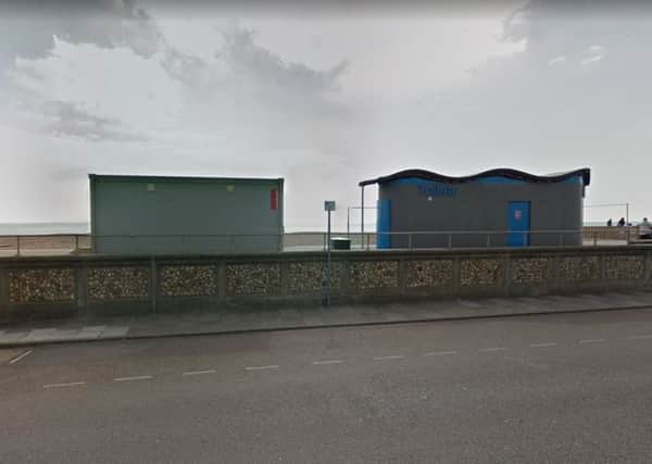 The temporary toilets on Bognor Regis seafronts next to the permanent toilets which are currently closed (photo from Google Maps Street View).