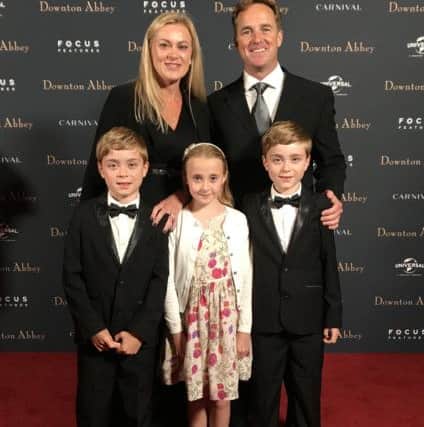 Zac and Oliver Barker from Ashington with their parents, Clare and Damian, and triplet sister Megan at the world premiere of the Downton Abbey premiere SUS-191109-160141001