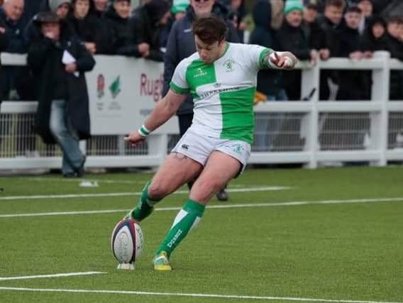 Tom Johnson put on a flawless kicking display but couldnt prevent Horsham from falling to defeat at Chichester. Picture courtesy of Horsham RFC