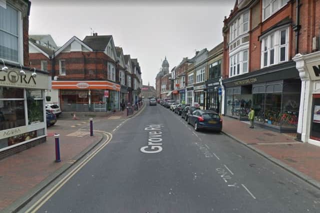 The burglary took place in Grove Road, Eastbourne, photo by Google