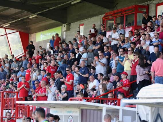 Crawley Town fans at The People's Pension Stadium on Saturday