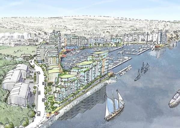 Aerial sketch of the Newhaven marina development proposals
