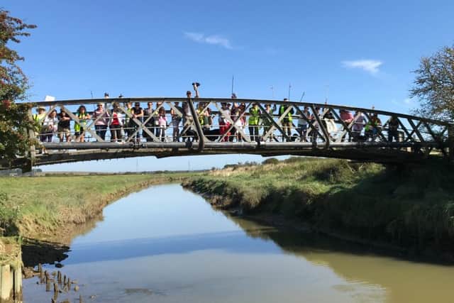 Setting off from the Bramber footbridge over the River Adur
