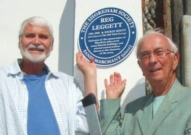 Historian Colin Ulph, right, unveils the new plaque with Shoreham Society chairman Gerard Rosenberg