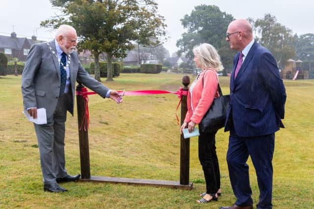 Cllr Terry Byrne cut the ribbon on the new junior football pitch