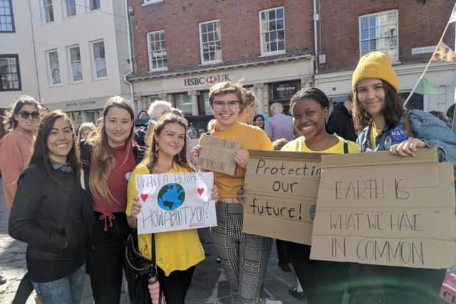 University of Chichester students attending the climate strike protest