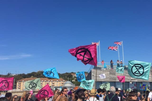 The event was organised by Youth Strike for Climate Hastings and St Leonards, with Extinction Rebellion attending. Picture by Amanda Shipton SUS-190920-162313001