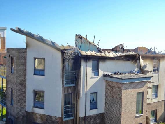 The aftermath of the flat fire in Pankhurst Avenue, Brighton