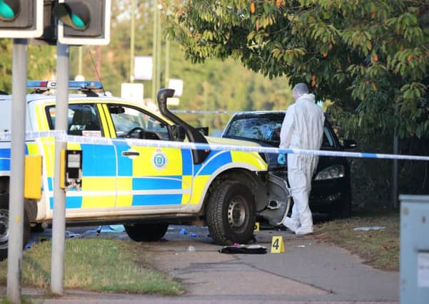 Forensic investigators at the scene in Littlehampton this morning