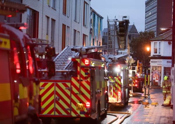 Fire crews at the scene in Brighton this morning
