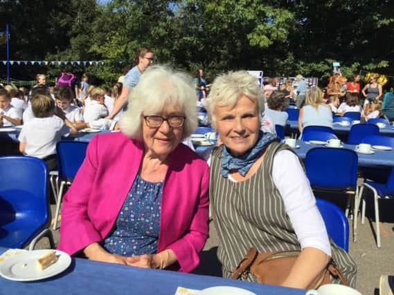 Dame Julie Walters at Kirdford and Plaistow Primary School for a celebration of its 150th year, with former pupil Christine Stanton.