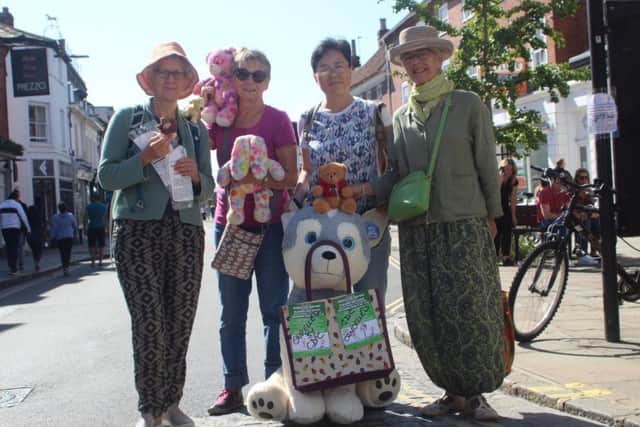 Volunteers Carley Sitwell, Debbie Carter, Ping Jiang and Helen Cato with the toys they were planning to bring to the car free day event in Chichester on Sunday, September 22.
