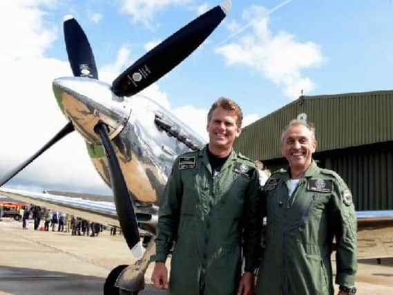Goodwood pilots Matt Jones and Steve Brooks, who located the long-lost spitfire and restored it into a silver aircraft, set off on a journey around some of the worlds most iconic locations on August 6. Photo: Kate Shemilt