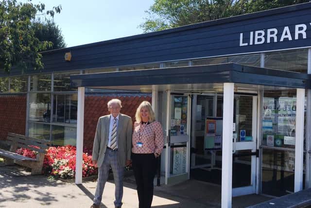 Harry Clark, who ran Rustington Library back in 1969, when it first opened, and Vicki Davey, the current manager