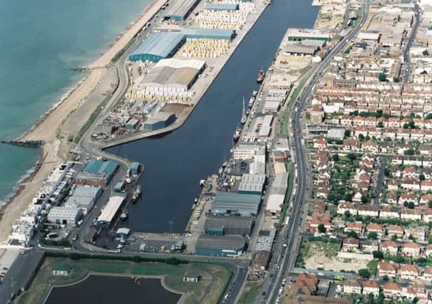 An aerial shot of Shoreham Harbour. SUS-170711-164159001