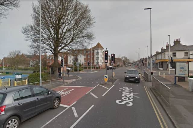 The incident began in Seaside, Eastbourne, at its junction with Whitley Road. Image by Google
