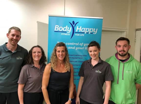 Sally Gunnell and the gym team