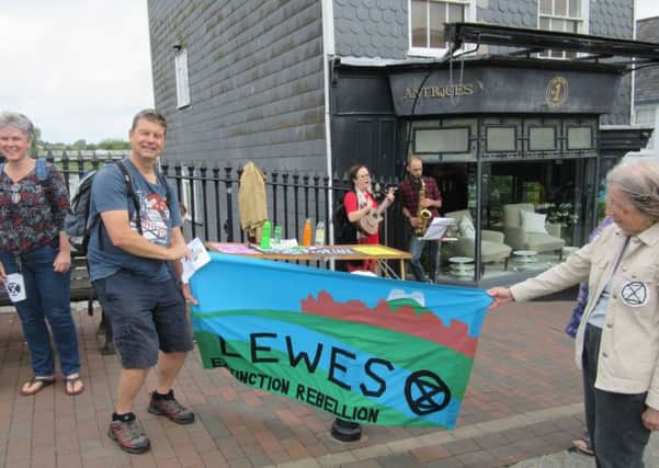 An Extinction Rebellion protest by XR Lewes Theatre Group in July