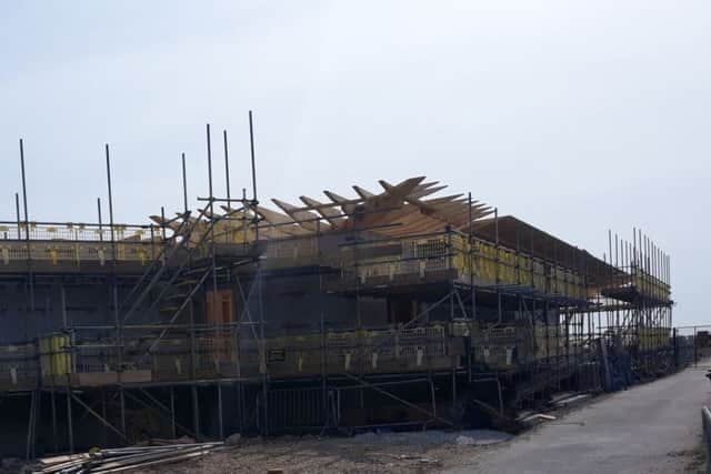 The Rye Harbour Nature Reserve Discovery Centre is taking shape. Photo by Emma Chaplin, Sussex Wildlife Trust SUS-190910-093056001