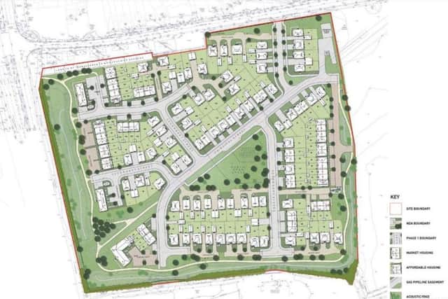 The new masterplan for 143 homes at the site in Oving