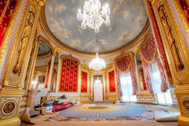 The saloon at the Royal Pavilion, in Brighton, during restoration. Photograph: Jim Holden