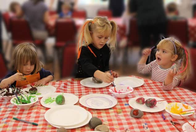 Children getting creative at messy harvest