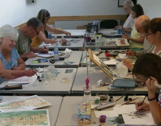 Students enjoying an art class at the Whiteway Centre, Rottingdean