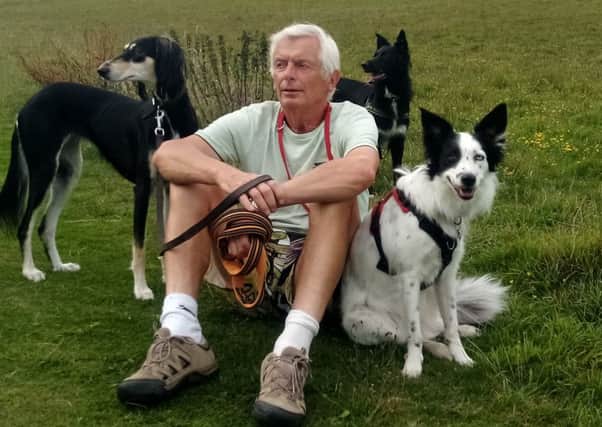 Ian Kerr with his South Downs walking companions.