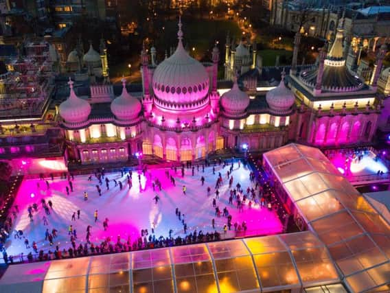 Skaters at the ice rink in the grounds of the Royal Pavilion. Photograph: David Levene