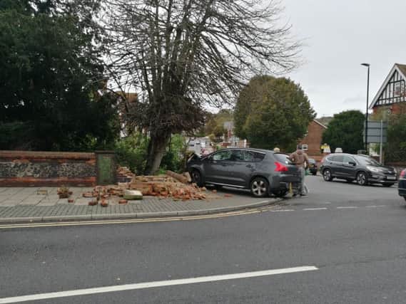 The car collided with the wall at the Moatcroft Road junction