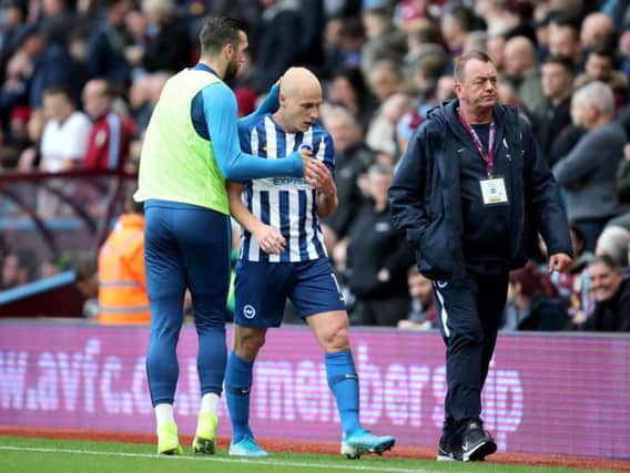 Aaron Mooy was sent-off for Brighton against Aston Villa