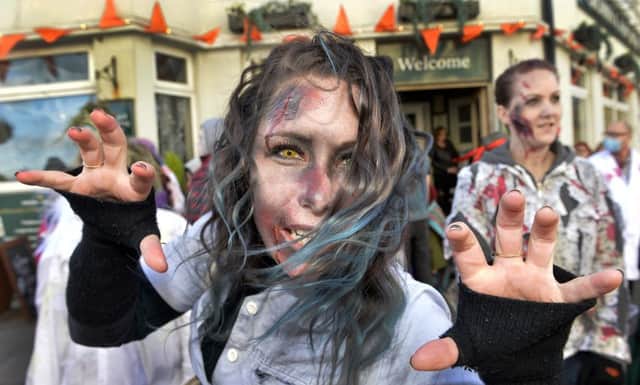 Zombie Walk through Eastbourne Town Centre 27/10/18 (Photo by Jon Rigby) SUS-181029-112119008