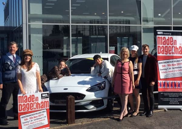 Made in Dagenham cast members with staff at Birchwood Ford