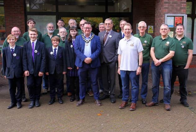 Uckfield mayor, Spike Mayhew, with members of Uckfield Model Railway Club, by Ron Hill